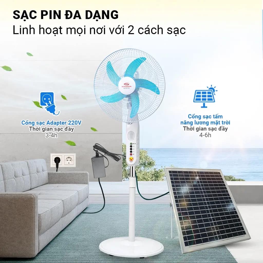 Mẹo chọn quạt đứng sạc tích điện tốt cho mùa hè oi ả