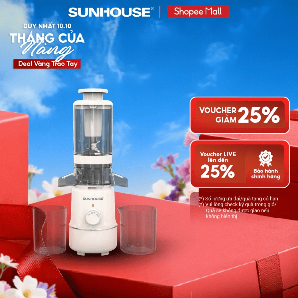 Máy ép chậm Sunhouse SHD5515 – máy ép hoa quả tốt nhất tầm giá 1tr