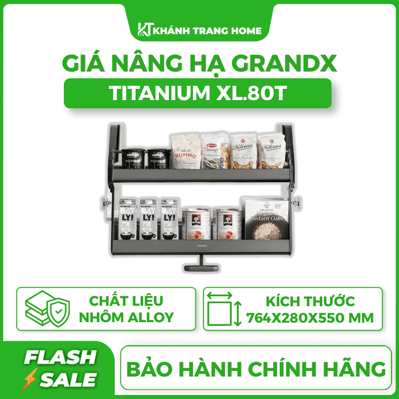 Giá nâng hạ hai tầng GRANDX – kệ nâng hạ bát đĩa