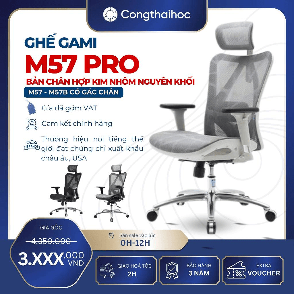 Ghế công thái học Gami M57 – ghế công thái học cho bé