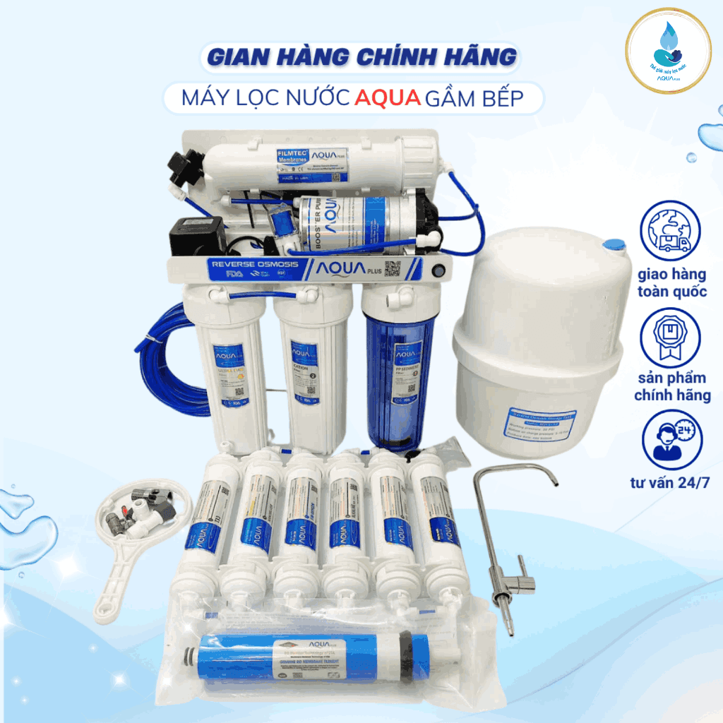 Máy lọc nước AQUA PLUS 4 8 9 10 cấp lọc – cơ chế máy lọc nước vừa nóng vừa lạnh