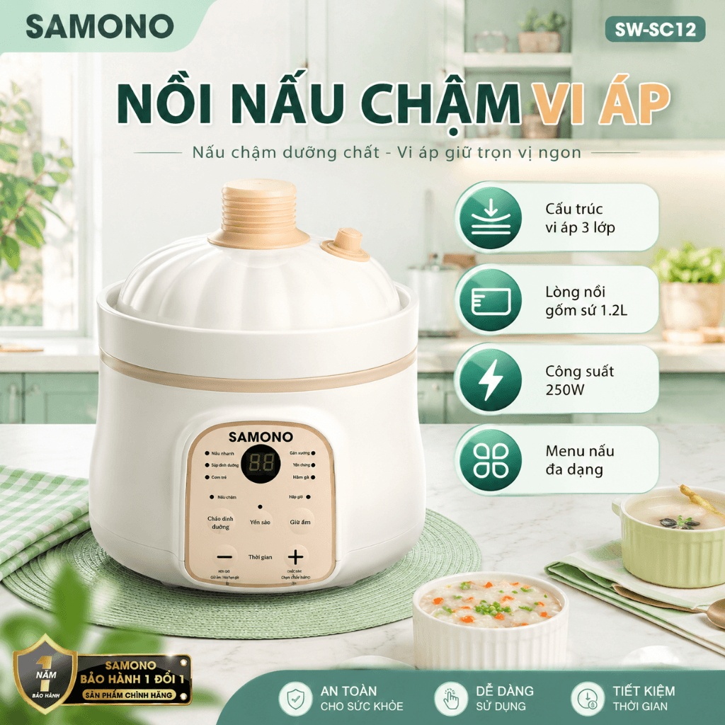 Nồi Nấu Chậm SAMONO 1L2 – nồi nấu chậm