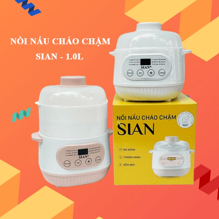 Nồi nấu cháo cho bé SIAN 1.0L ❤️Tiếng Việt - Chính Hãng❤️nấu chậm ninh xương chưng yến hầm cách thủy bảo hành 6 tháng. – nồi nấu chậm